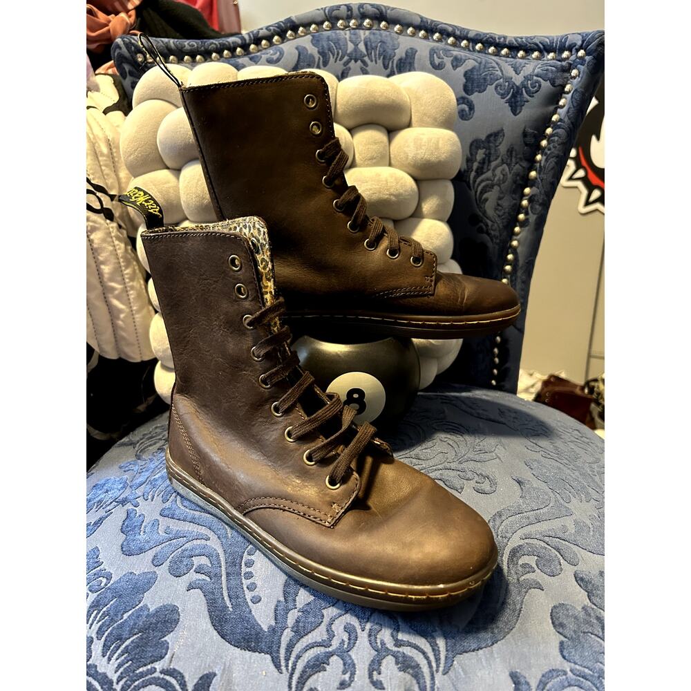 Dr Martens Brown Stratford Leopard Print Lined Size 7/EU 37